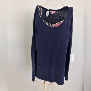 Lilly Pulitzer Scoop Neck Sweater Navy Blue 
Size XL